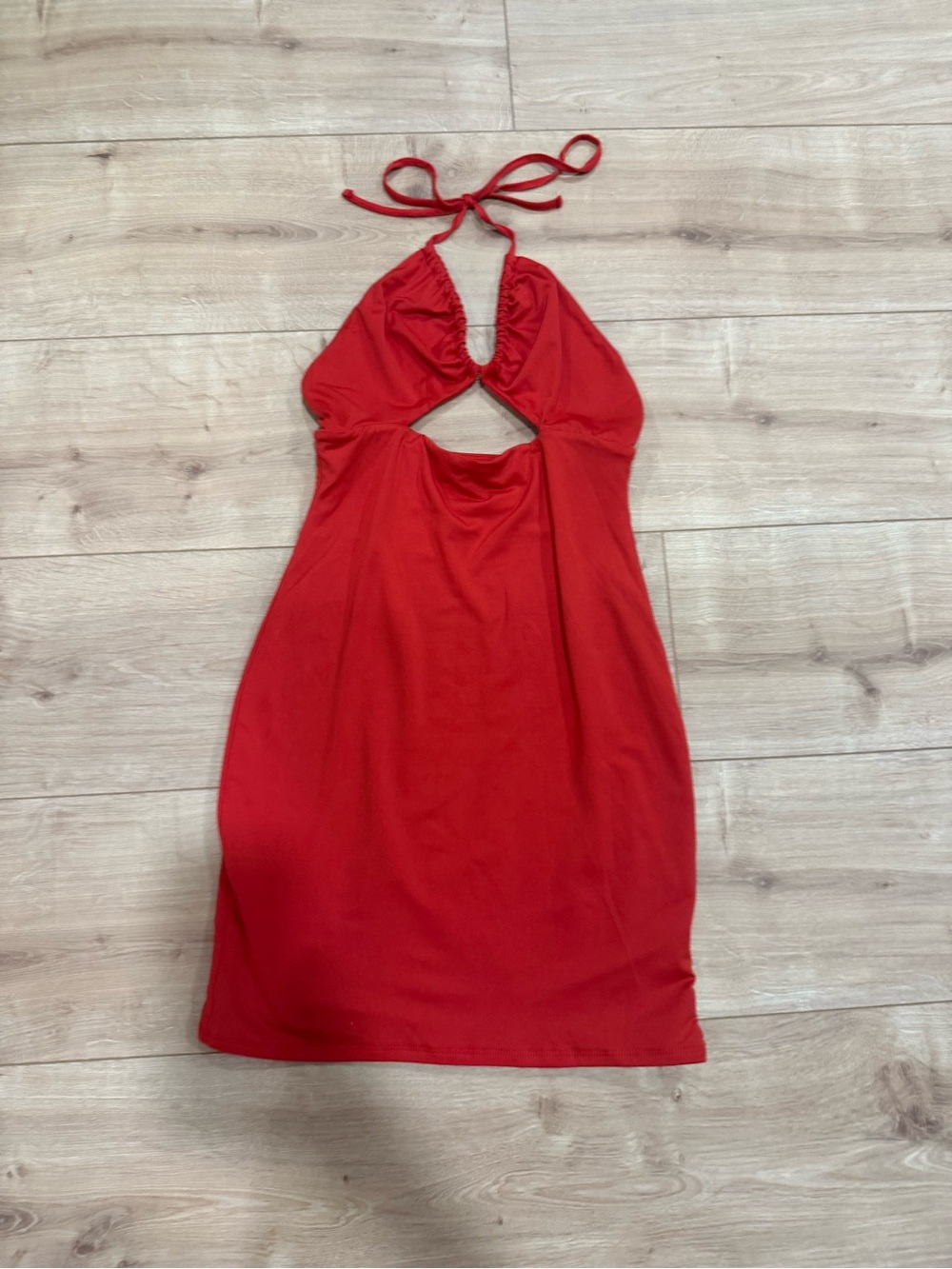 Adika Red Halter Cutout Mini Dress